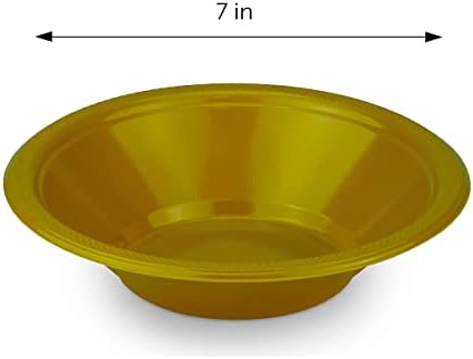 DecorRack 24 Gold Plastic Bowls, 7 in Disposable 12 oz Bowl - Image 2