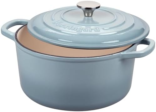 VORRINGARD Enameled Cast Iron Dutch Oven Pot with Lid, for Sourdough Bread Baking, Round Dutch Ovens, 6 Quart, Sea Salt - Image 4