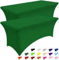 Smiry 2Pack Spandex Table Cloth 8FT, Elastic Fitted EmeraldGreen Tablecloth by Smiry