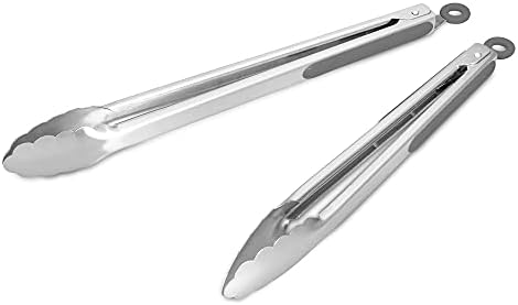 304 Stainless Steel Kitchen Cooking Tongs, 12 & 14 Inch, Set of 2, Grey by ALLWIN-HOUSEWARE