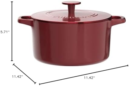 Cuisinart Chef's Classic Enameled Cast Iron Dutch Oven with Lid, Porcelain Enameled Interior, Oven Safe, Induction Compatible, 5-Quart, Round, Cardinal Red - Image 2