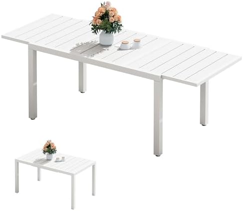 SERWALL Outdoor Expandable Dining Table, White by SERWALL