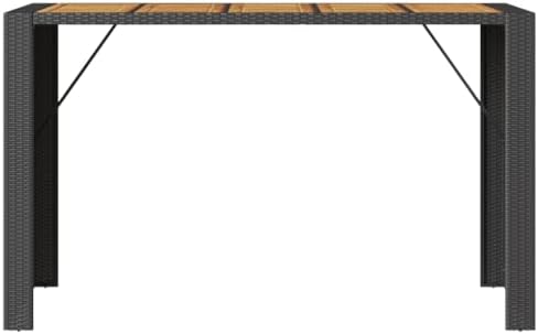 Garden Bar Table Black, Acacia Wood Top, Powder-Coated Steel Frame, 72.8" Outdoor Dining Table for Patio, Balcony, Backyard Furniture Garden Furniture - Image 5