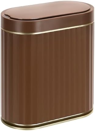 ELPHECO Bathroom Trash Can with Lid, 2 Gallon, Automatic Lid, Brown Gold by ELPHECOUSA