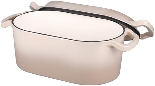 VORRINGARD Oval Dutch Oven Pot with Lid, Enamel Coating Cast Iron Bread Pans for Homemade Sourdough Bread Baking, Cooking, 4 Quart, Latte - Image 6
