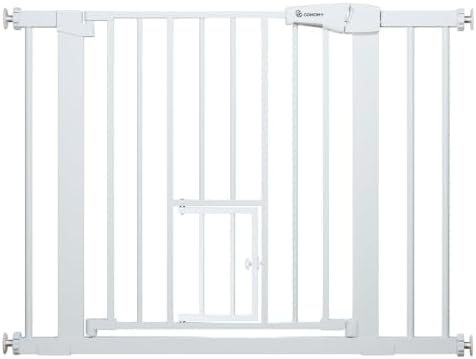 COMOMY Auto Close Pet Gate with Cat Door, 29.5"-40.5" Dog Gate for House by COMOMY