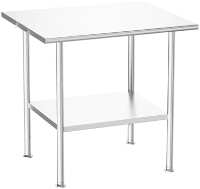 Atelicf NSF Stainless Steel Prep Table 30X36 inch, Rounded Flat Top by Atelicf