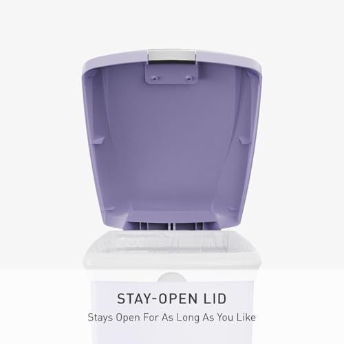 simplehuman Slim Step Can, 40L / 10.6 Gallon Space-Efficient Kitchen Trash Can, Studio Edition, Pet-Proof Slide Lock, 150,000-Step Pedal, Wheels, Lilac Plastic - Image 6