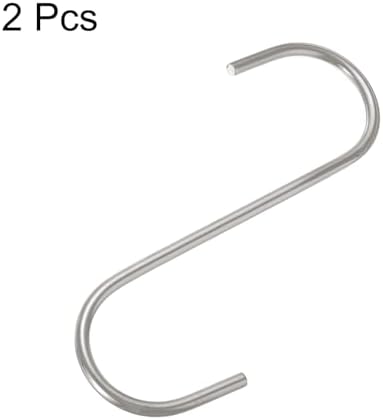 HARFINGTON 2pcs Long S Hooks 4 Inch Extra Long Metal S-Shaped Hanging Hooks High Manganese Steel S Hanger Storage Organizing Tool for Kitchen Garden Bathroom Garage Closet, Silver - Image 3