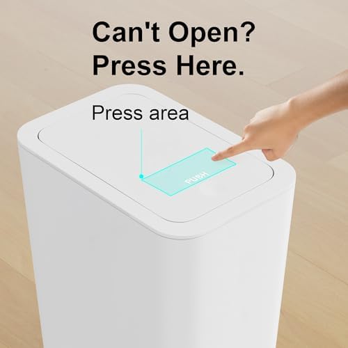 N. NETDOT 3 Pack 10L / 2.6 Gallon Small Trash Can with Lid, Bathroom Garbage Can with Pop-Up Lid, Waste Basket for Bathroom, Kitchen, Bedroom, Powder Room, Craft Room, Office, College (Off White) - Image 4