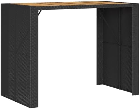Garden Bar Table Black Acacia Wood Top Powder Coated Steel Frame Outdoor Dining Seating for Four UV Resistant Durable Modern Design - Image 7