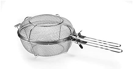 Outset 76450 Stainless Steel Jumbo Grill Basket, 11.75" 3 in 1 BBQ Basket by Outset