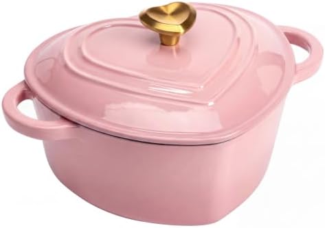 Heart Shaped Dutch Oven 2 Qt, Enameled Cast Iron Pot (Pink) by Unknown