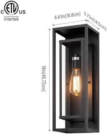 mirrea 18" Modern Outdoor Porch Wall Light, Matte Black, 1 Pack - Image 4