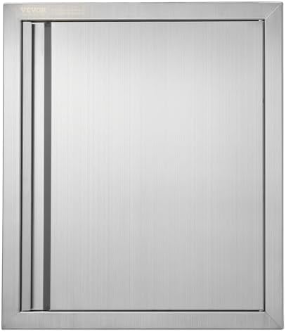 VEVOR Outdoor BBQ Kitchen Door, 18W x 21H Inch Stainless Steel Flush Mount Vertical Door with Recessed Handle, for BBQ Island, Grilling Station, Outside Cabinet by VEVOR