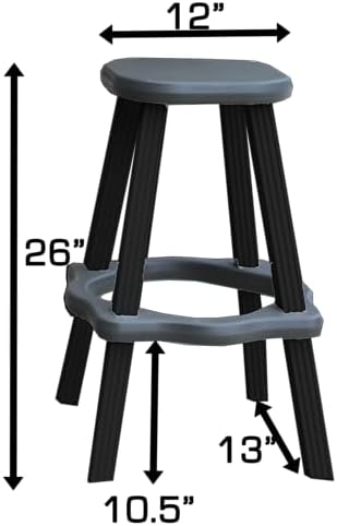 Patio Table Set with Two Barstools - Black Base with Deep Grey Accents - Perfect for Patio and Outdoor Spaces. Hardware Free Easy Assembly. Proudly Made in USA - Image 6