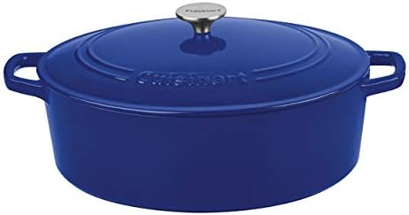 Cuisinart Chef's Classic Enameled Cast Iron Dutch Oven with Lid, Porcelain Enameled Interior, Oven Safe, Induction Compatible, 7-Quart, Oval, Cobalt by Cuisinart
