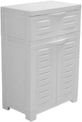 Sunnydaze 34.5" Garage Storage Cabinet with Adjusting Shelf, Speckled White by SunnydazeDecor
