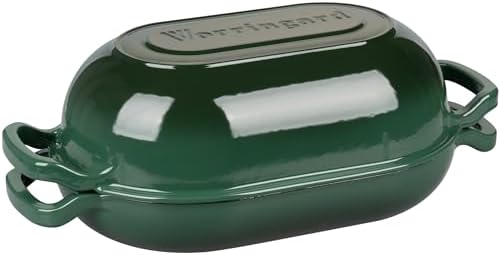 VORRINGARD Enameled Cast Iron Sourdough Bread Oven, Dutch Oven, Loaf Cast Iron Bread Pan for Homemade Bread Baking, Meatloaf Pan with Lid, 5QT, Dark Green - Image 4