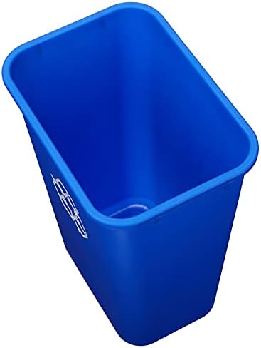 Amazon Basics Rectangular Commercial Office Wastebasket, Easy to Clean, Lightweight, 10 Gallon, Blue, Recycle Logo - Image 3