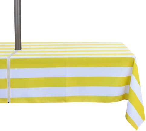 EHouseHome Outdoor Indoor 60x84 inch Rectangle Tablecloth with Umbrella Hole and Zipper, Waterproof Patio Cloths, Spring/Summer Table Covers for Backyard Circular Table/BBQs/Picnic by EHouseHome