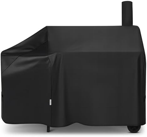 SunPatio 60 Inch Offset Smoker Cover, Outdoor Heavy Duty Waterproof BBQ Smoker Cover, Charcoal Pellet Grill Protector for Brinkmann, Char-Broil, Weber, Nexgrill and More by SunPatio