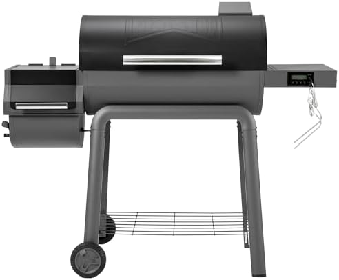 Feasto 30'' Charcoal Grill w/Offset Smoker, Digital Display & Meat Probes by Idealforcook