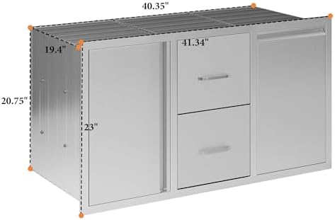 Jocisland 41.5-Inch Stainless Steel Outdoor Kitchen Drawer Cabinet - Image 3