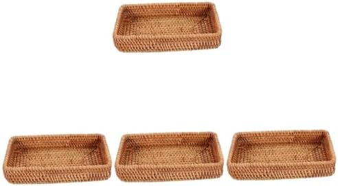 Hemobllo 4pcs Rattan Woven Storage Basket for Fruits Bread and Snacks Rustic Container for Home Organization and Decor Lightweight and Versatile by Hemobllo