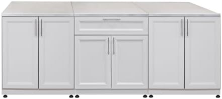 Blue Sky Outdoor Living White Shaker 3-Piece Outdoor Kitchen Combo Set 10 – Weatherproof Modular Storage Cabinets by BlueSkyOutdoorLiving
