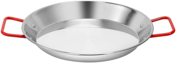 Skillet Pan 9 inch Stainless Steel Paella Pan with Double Handles Non Stick Flying Pans for Outdoors Cooking, Camping, Restaurants by Alunsito
