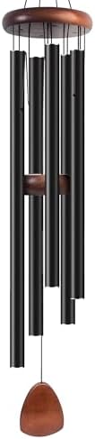 Bursvik 50" Aluminum Wind Chimes for Outside (Black), 5 Heavy Duty Tubes by BursvikWindChimes