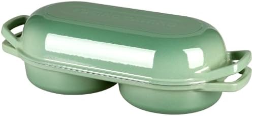 EDGING CASTING Enameled Cast Iron Double Bread Dutch Oven, Sage Green - Image 5