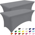 Smiry 2 Pack Spandex Table Cloth 6FT, Elastic Fitted Grey Tablecloth by Smiry