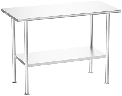 Atelicf NSF Stainless Steel Prep Table 24X48 inch, Rounded Flat Top by Atelicf