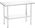 Atelicf NSF Stainless Steel Prep Table 24X48 inch, Rounded Flat Top by Atelicf