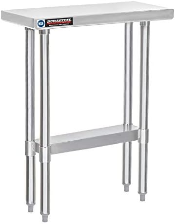 DuraSteel 30x12 Narrow Stainless Steel Table - NSF Small Food Prep Worktable - Counter Height Metal Side Station with Under Shelf - For Laundry Room, Kitchen, Outdoor Grill, Small Spaces by DuraSteel