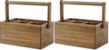 VaeFae Acacia Silverware Caddy with Handle, Wooden Utensil Holder, Mulip-pose Organizer for Kitchen, Office, Bathroom, Bedroom (Pack of 2) by VaeFaeDirect