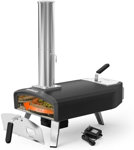 Mimiuo 12" Outdoor Wood/Charcoal Pizza Oven with Rotating Stone, 60S Bake by Mimiuo
