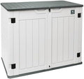 35 Cu.ft Outdoor Storage Shed, Large Resin Storage Box, Waterproof & Lockable Cabinet for Garden Yard Patio Garage Backyard Storage (White - 35 Cu. ft) by Plainsity