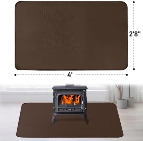 Fireproof Fireplace Rug for Home Protection, 4' x 2'8'' x 0.04'', Brown - Image 2