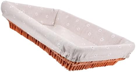 DECHOUS Xmas Wicker Storage Basket with Linen Lining for Bread Fruits by DECHOUS