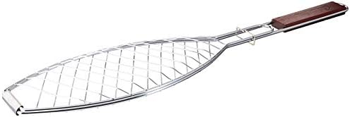 Outset QC70 Fish Grill Basket and Skillet with Rosewood Handle by Outset