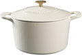 MARTHA STEWART Gatwick 7-Quart Enamel Cast Iron Dutch Oven – Linen White With Gold – Heavy-Duty Dutch Oven for Slow Cooking, Braising & Baking by MarthaStewart