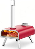 BIG HORN 16" Multi-Fuel Outdoor Pizza Oven – 2-in-1 Wood-Fired & Gas Compatible (Burner Sold Separately), 1112°F Outdoor Stainless Pizza Cooker, Portable for Party Usage, Red by BigHornOutdoors
