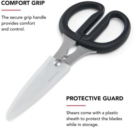 KitchenAid 2-Piece Multipurpose Shear Set – Versatile Scissors with Nutcracker, Bottle Opener, Ergonomic Handles with Protective Blade Covers - Image 6