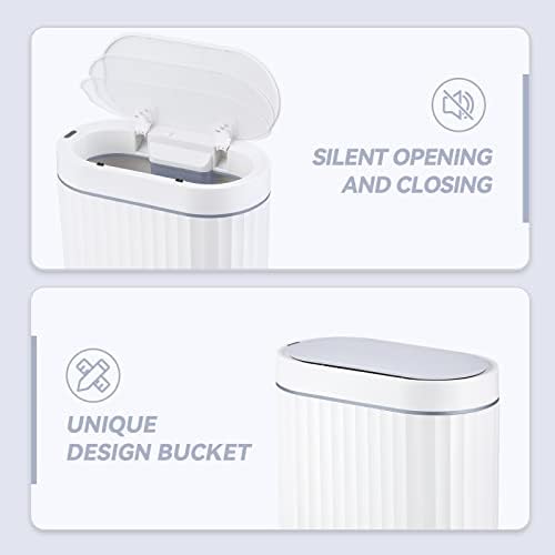 ELPHECO Bathroom Trash Can with Lid, 2 Gallon, Motion Sensor, White Grey - Image 3