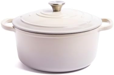 Larder & Vine 5.7 qt Enameled Cast Iron Dutch Oven Pot with Lid, Stone by LarderVine
