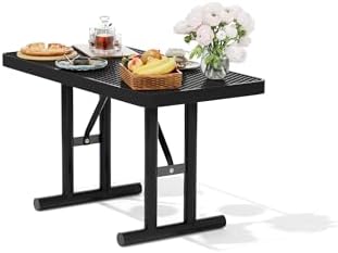 4FT Metal Picnic Tables for Outdoors, Commercial Rectangular Picnic Table for Outside, Park, Campfield, Patio, Garden, Yard, Thermoplastic Coating, Surface Mounted, Black by Sunnibety