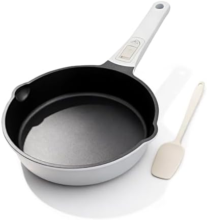 8 Inch Non Stick Frying Pan Skillet, Small Saute Pan, White by Bobikuke